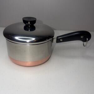 Revere Ware Copper Bottom 1 Quart Stainless Steel With Lid Made in the USA 1801